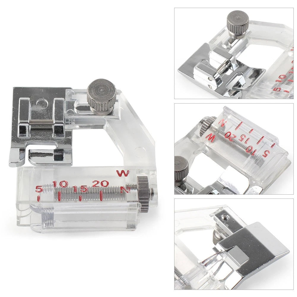 Adjustable Bias Binder Presser Foot Attaching Binding Snap-On For Sewing Machine