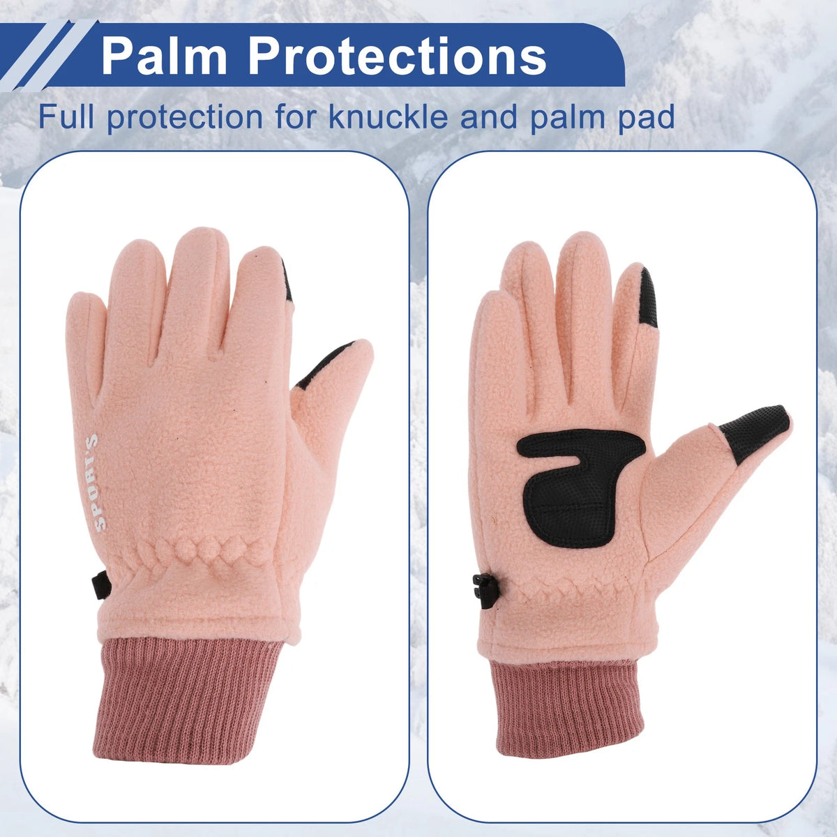 Full Finger Cycling Gloves for Mountain Biking Fold Back Pink Women