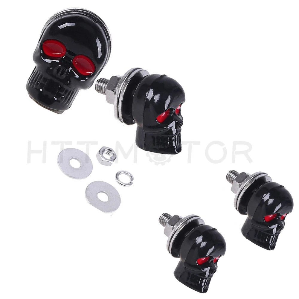 4x Skull License Plate Windshield Frame Bolts for Motorcycle (Universal)