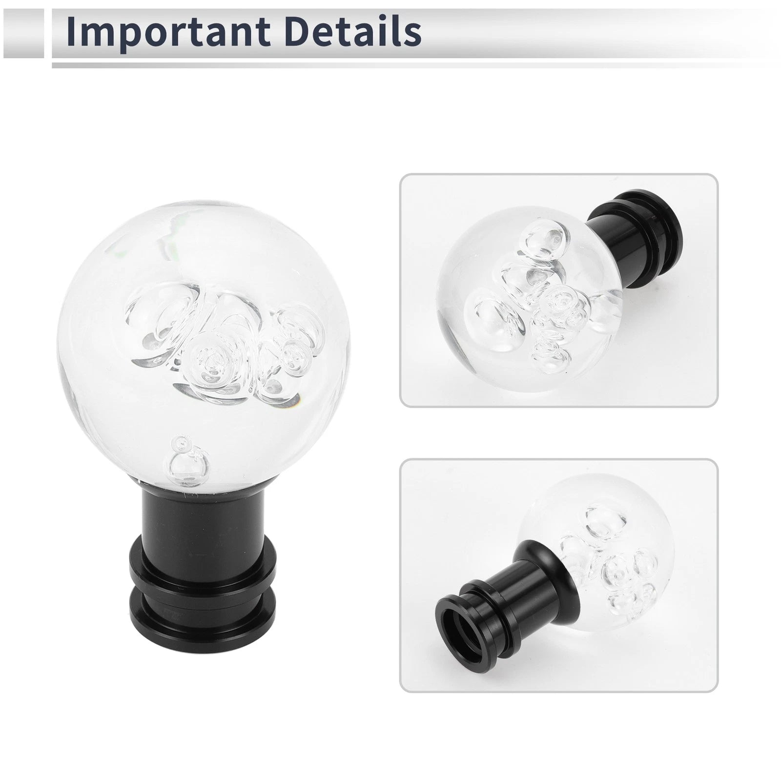 Set of 1 Shift Knob with 3 Adapters for Universal Fit (Automatic/Manual)