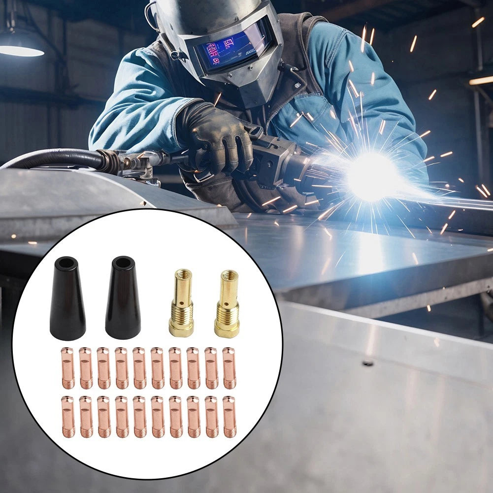 24-Piece Flux Core Welding Nozzle Tips Set with 20 Tips, 2 Nozzles, 2 Diffusers
