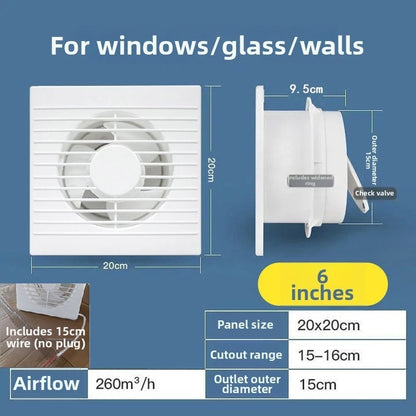 ABS Bathroom Ventilation Fan with Round Glass Window and Optimized Airflow
