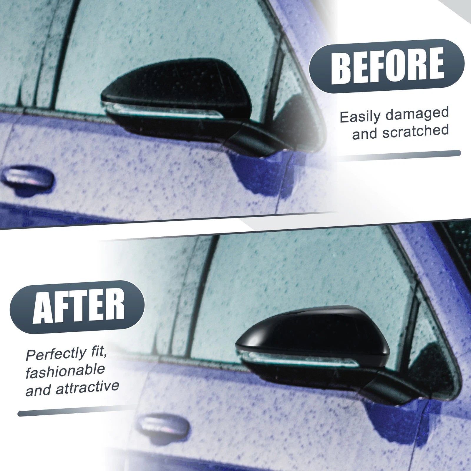 Right Mirror Cover Cap Replacement Gloss Black for Volkswagen Golf MK7 (2015–2021)