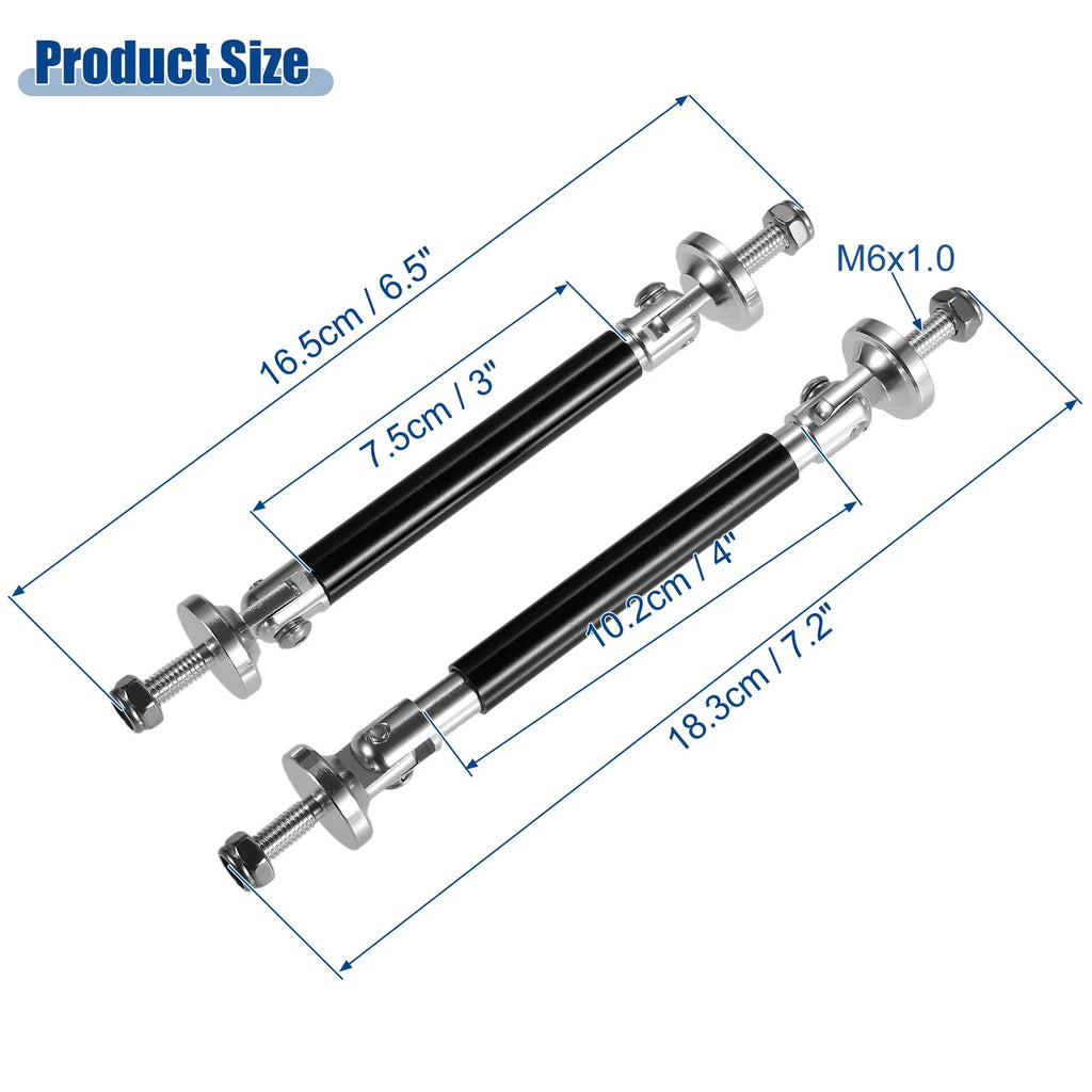 Pair of 3"-4" Universal Front Bumper Lip Splitter Diffuser Strut Rods Black