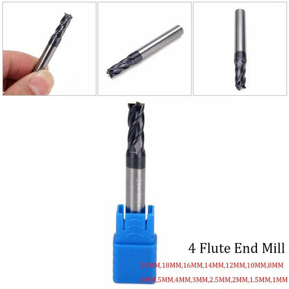 4-Flute Solid Carbide Milling Cutter for Steel and Wood