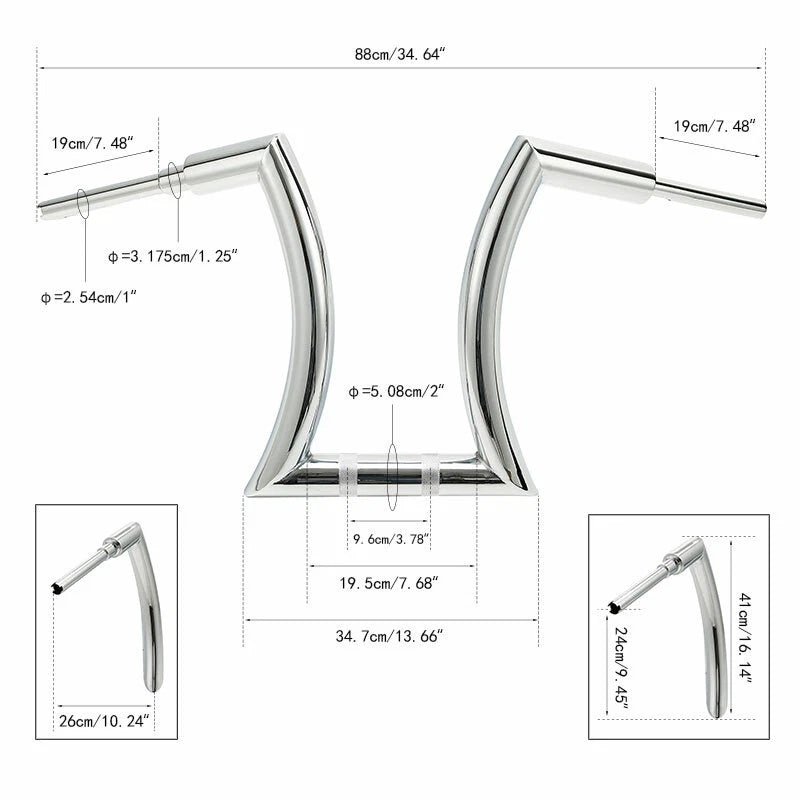 2'' Rise Ape Hanger Handlebar for Harley Sportster (14''/16''/18''/20'') Chrome