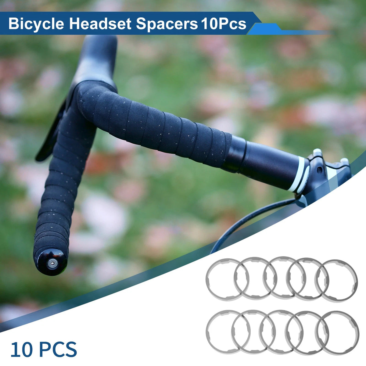 Bicycle Headset Spacer Kit 5mm 1-1/8 for 28.6mm Forks (10 Pack)