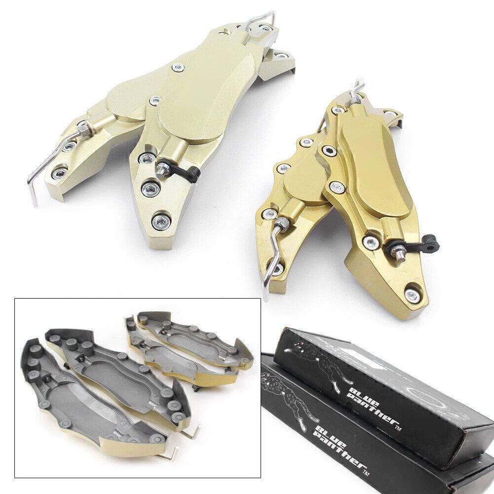 Set of 4 Auto Disc Brake Caliper Covers for Universal Fit 14"-17" Gold Metal