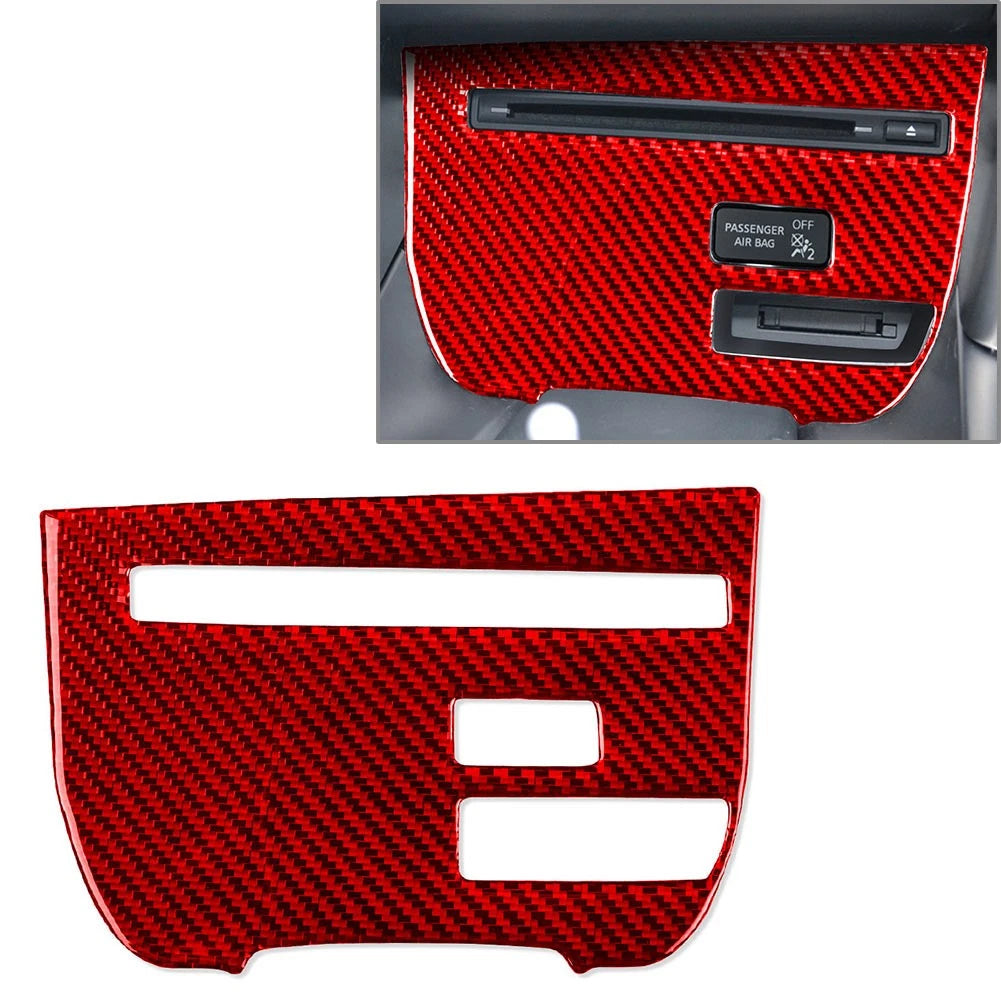 Central Console CD Panel Cover Trim for Nissan GTR R35 (2008–2016) Red RHD