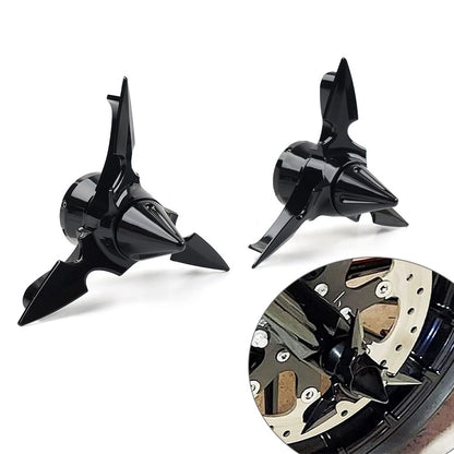 2X Spun Blade Front Axle Cap Nut Cover for Harley Softail Dyna