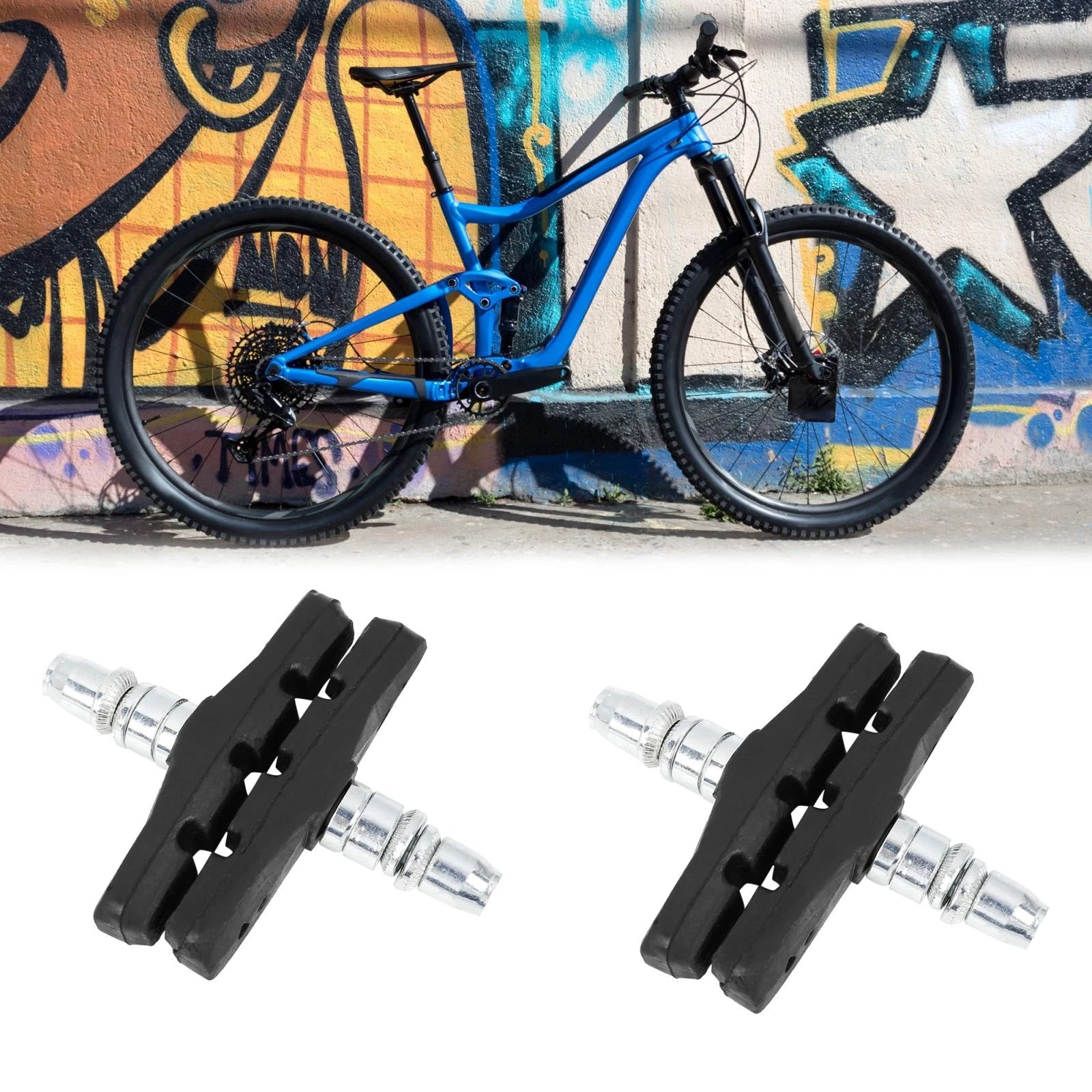 Brake Pads Set Black Rubber 6mm for Mountain Bike Bicycle (2 Pack)