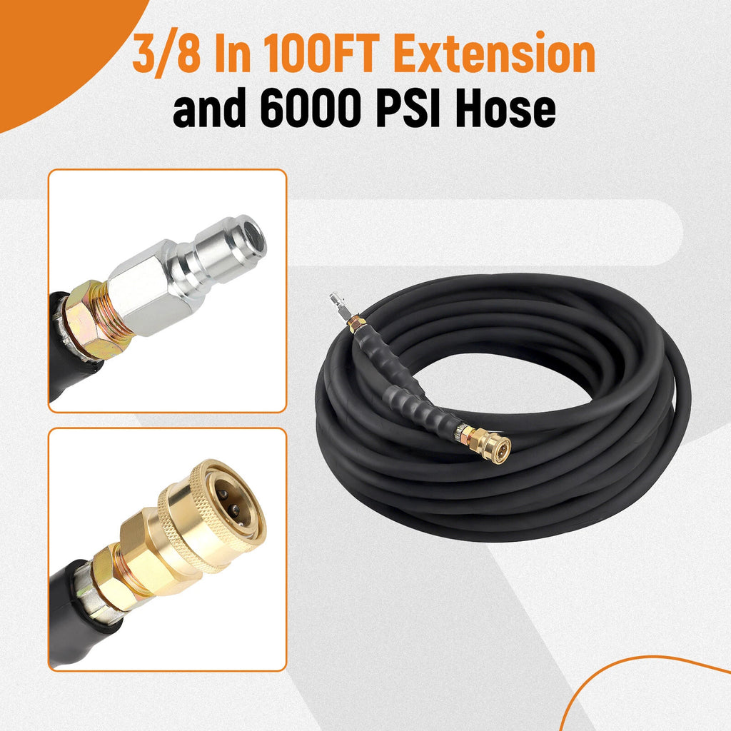 2-Braid R2 Water Pressure Washer Hose 3/8" x 100ft 6000psi
