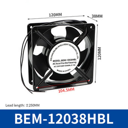Powerful Small Exhaust Fan BEM12038HBL 220V for Cooling Cabinets