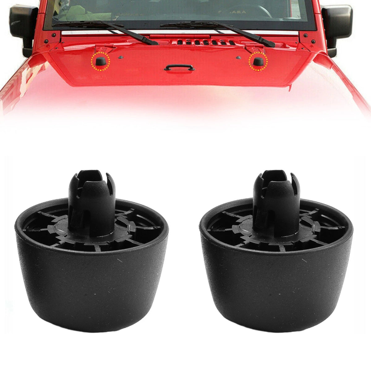 2X Rubber Bumper Cushion Hood Stoppers for Wrangler JK (2007–2018)