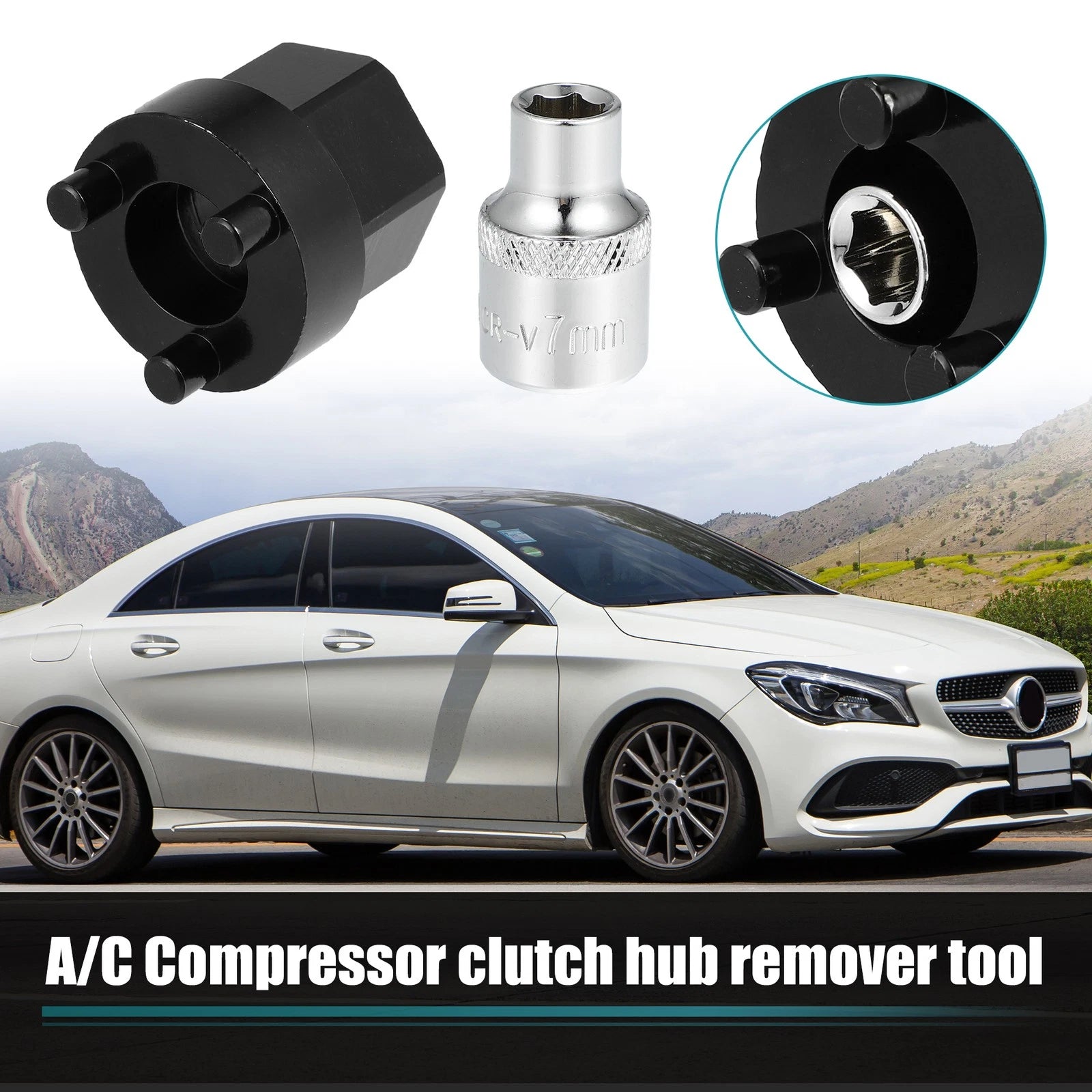 A/C Compressor Clutch Hub Remover Tool 7mm Socket for Mercedes 5SEL12 (2014–2018)