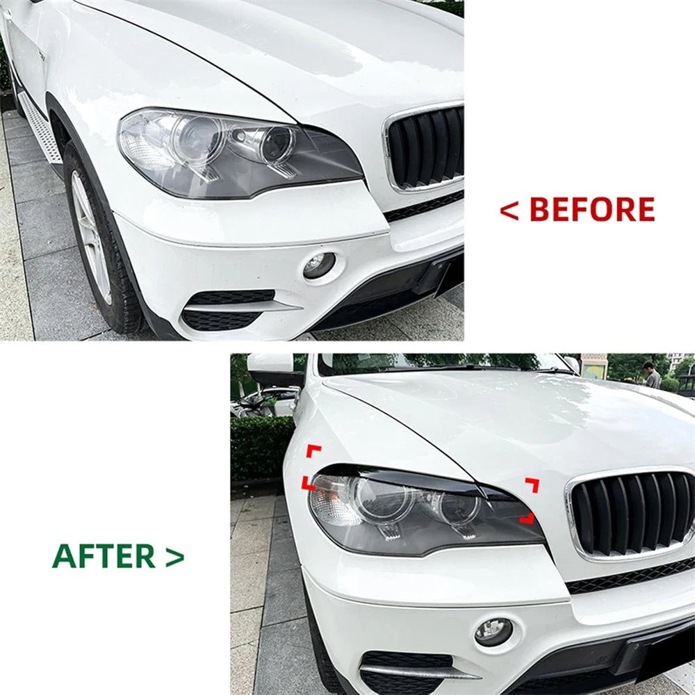 Headlight Eyelid Trim Cover Gloss Black for BMW X5 E70 (2008–2013)