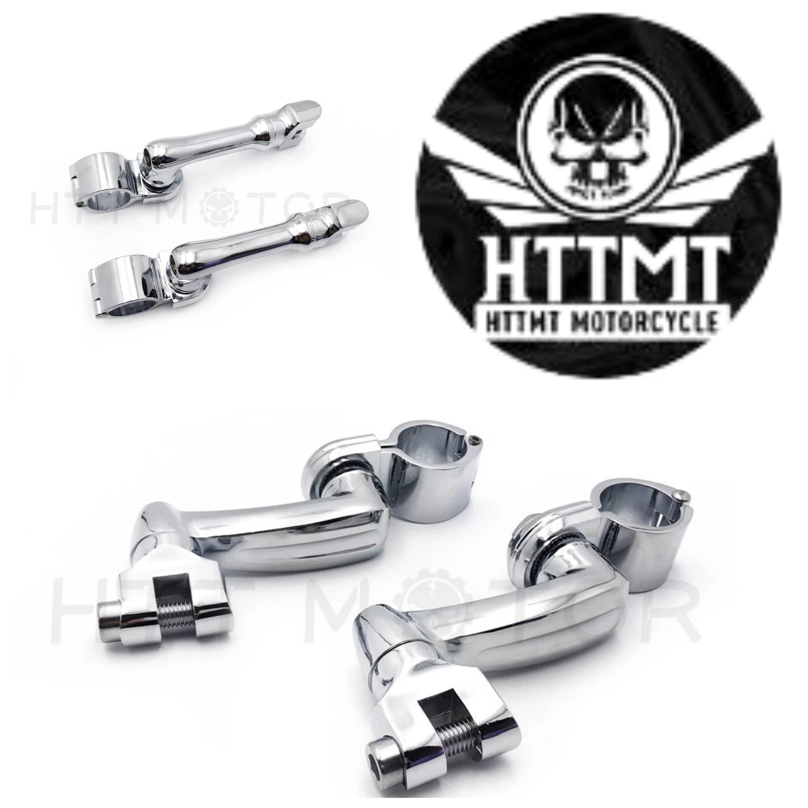 Chrome Footrest Foot Peg Mounting Kits for Harley-Davidson (w/1 1/4" Bars)
