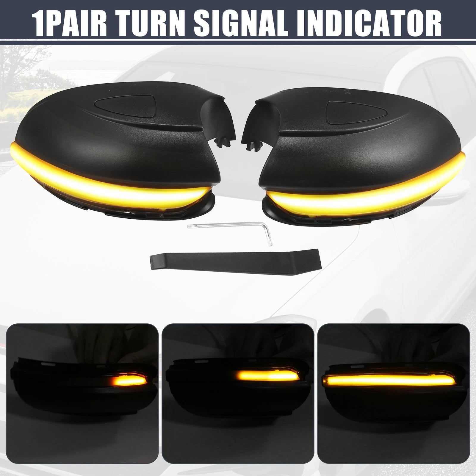 1 Pair Side Wing Mirror Turn Signal Light for VW Golf MK6 (2009–2013)