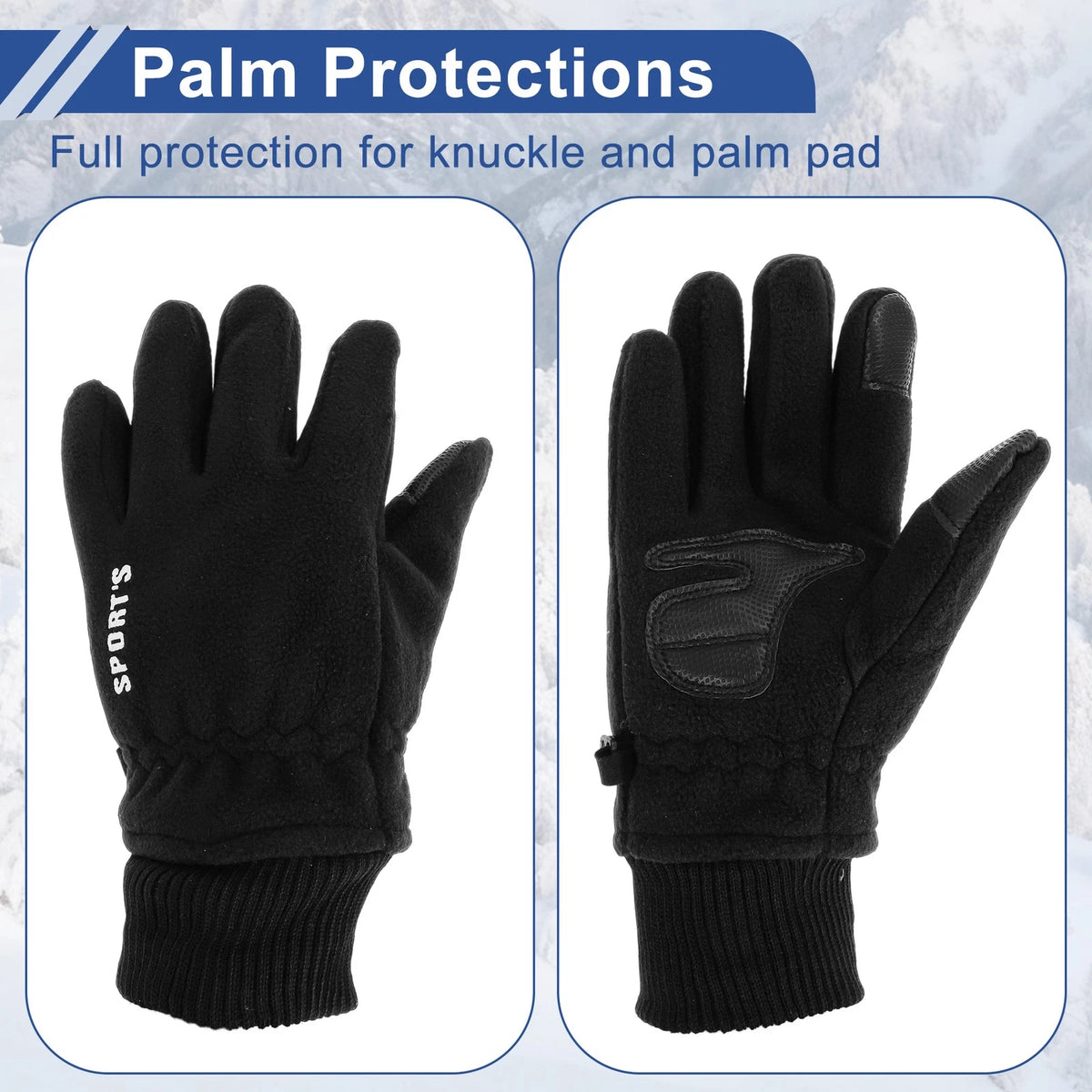 Full Finger Cycling Gloves for Women Mountain Biking Double Fleece Black