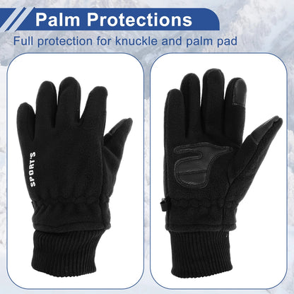 Full Finger Cycling Gloves for Women Mountain Biking Double Fleece Black