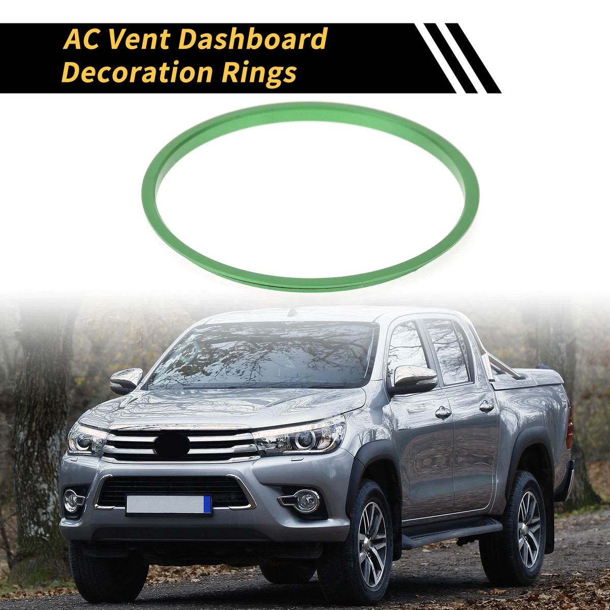 AC Vent Dashboard Decoration Rings for Toyota Tacoma (2016–2021) Green 4 Pcs