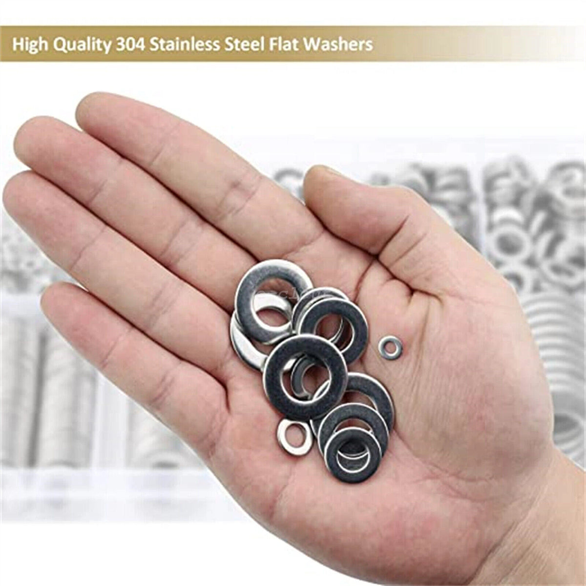 800Pcs M4-M12 Stainless Steel Flat & Spring Washers Assortment Kit