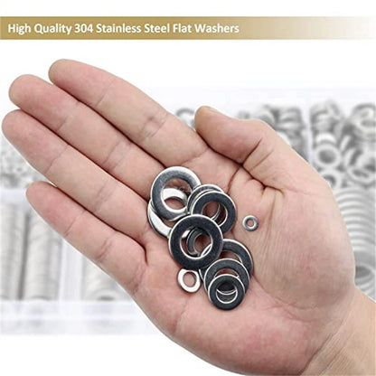 800Pcs M4-M12 Stainless Steel Flat & Spring Washers Assortment Kit