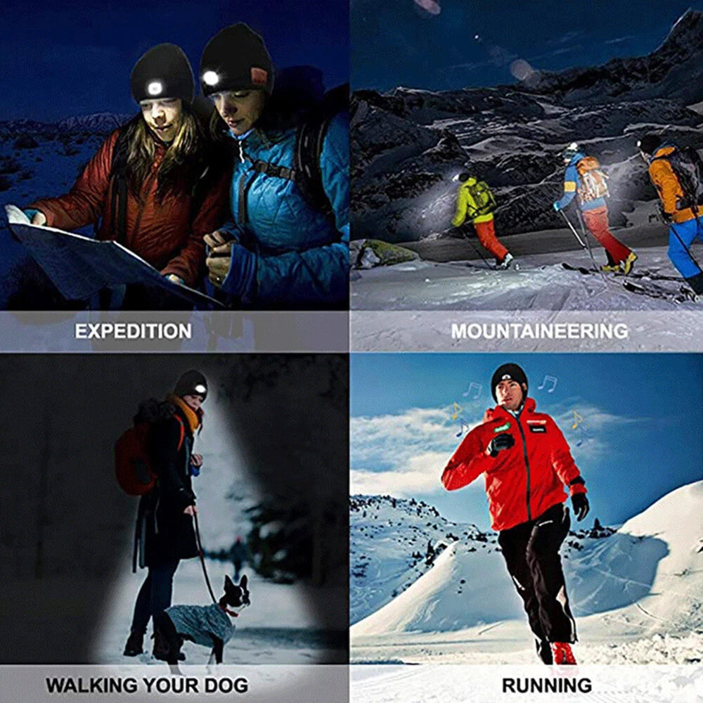 LED Bluetooth Knitted Cap for Outdoor Night Running Fishing