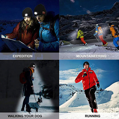 LED Bluetooth Knitted Cap for Outdoor Night Running Fishing
