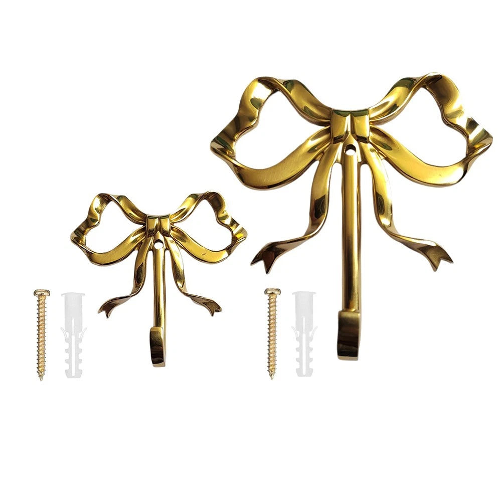 Brass Bow Knot Wall Decor Hooks for Home Decor (No Part Numbers)