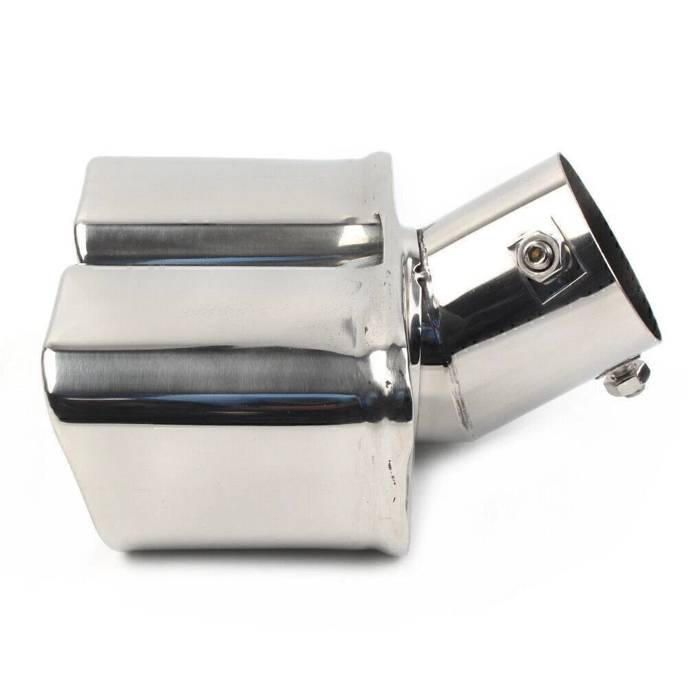 Dual Exhaust Pipe Tail Muffler Tip for Universal Fit (Silver)