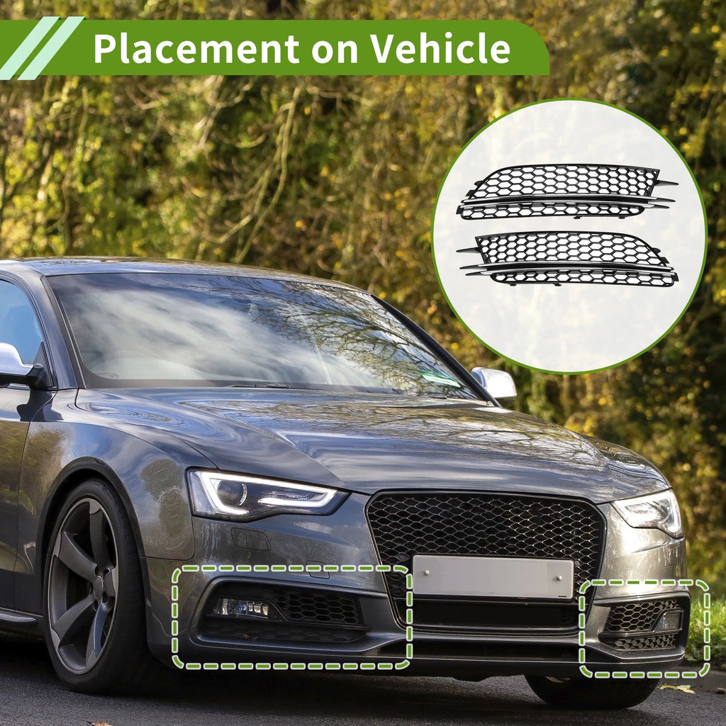Front Fog Light Grill Pair Replacement for Audi A6 C7 (2012–2018)