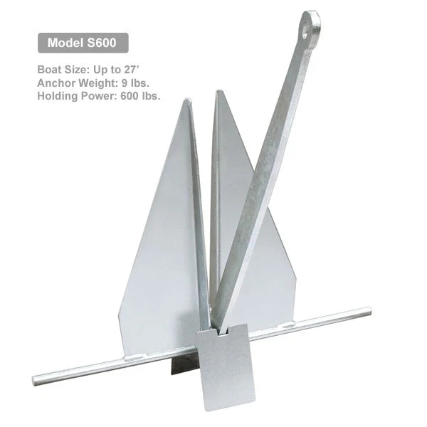 Danforth 9lb Fluke Anchor for Boats 17' - 27' (Galvanized Finish)