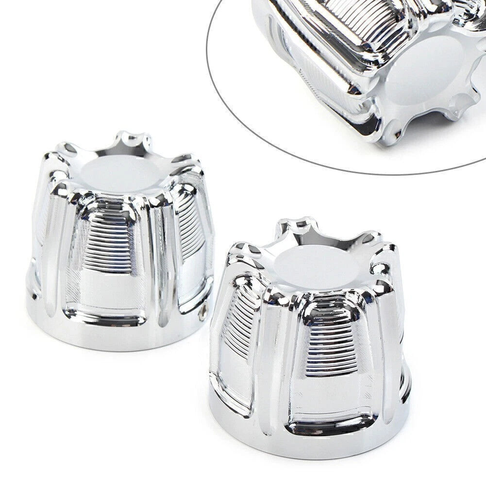 2Pcs CNC Front Cut Axle Nut Cap Cover for Harley Softail (2018–2023)