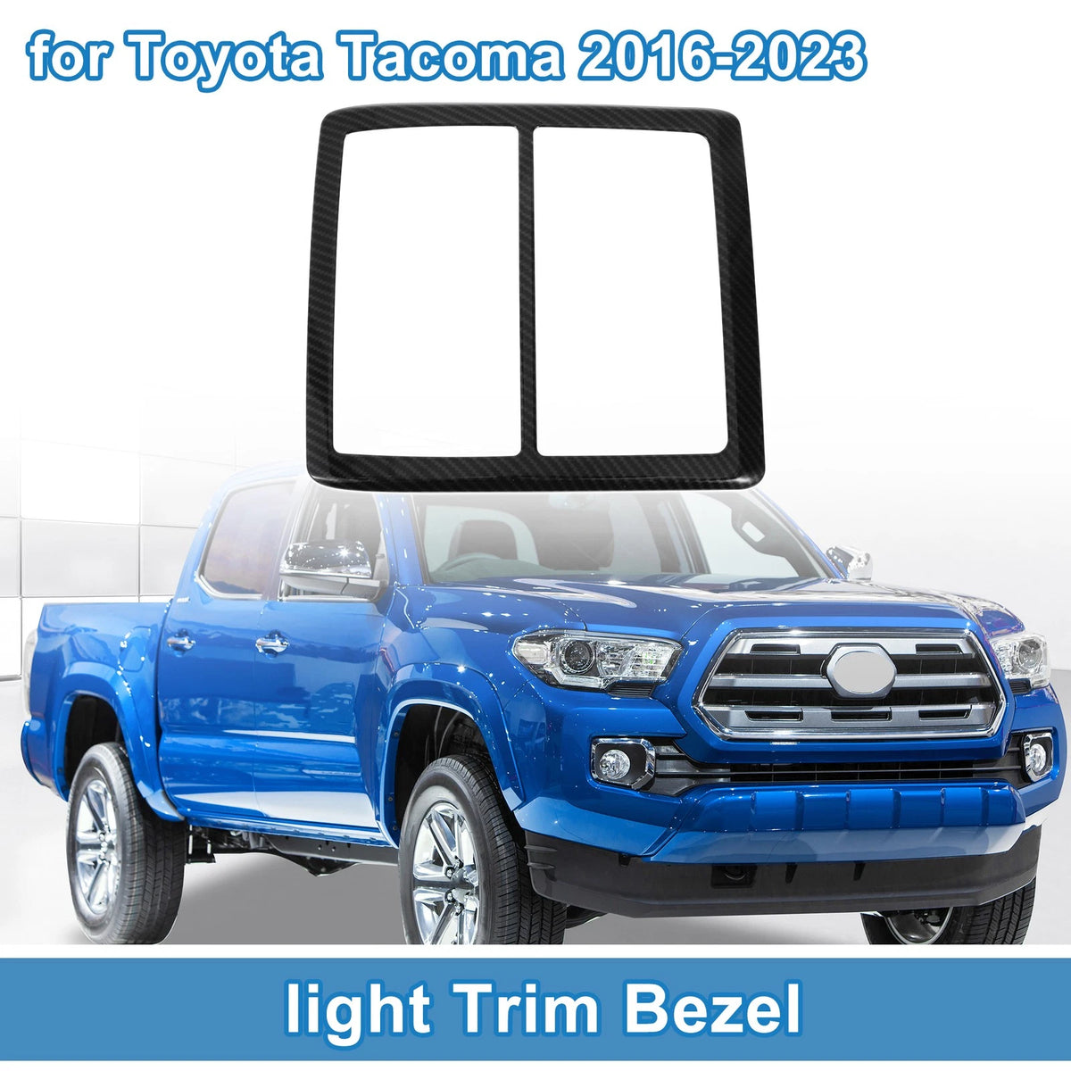Front Row Headlight Trim Bezel for Toyota Tacoma 2016–2023 Carbon Fiber Black