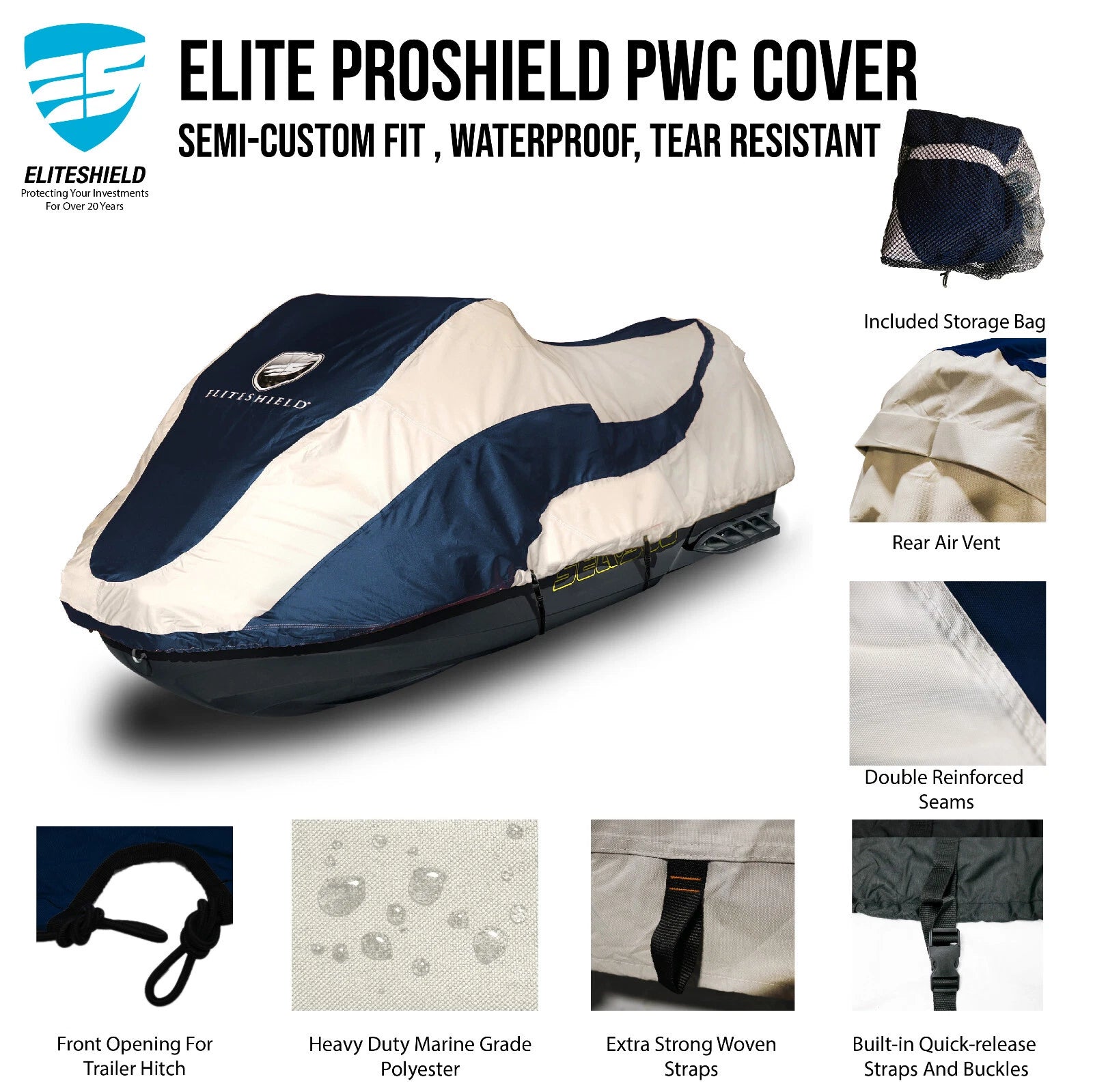 EliteShield Waterproof Trailerable Storage Cover for Sea Doo GTR 215 230 (2013–2020)