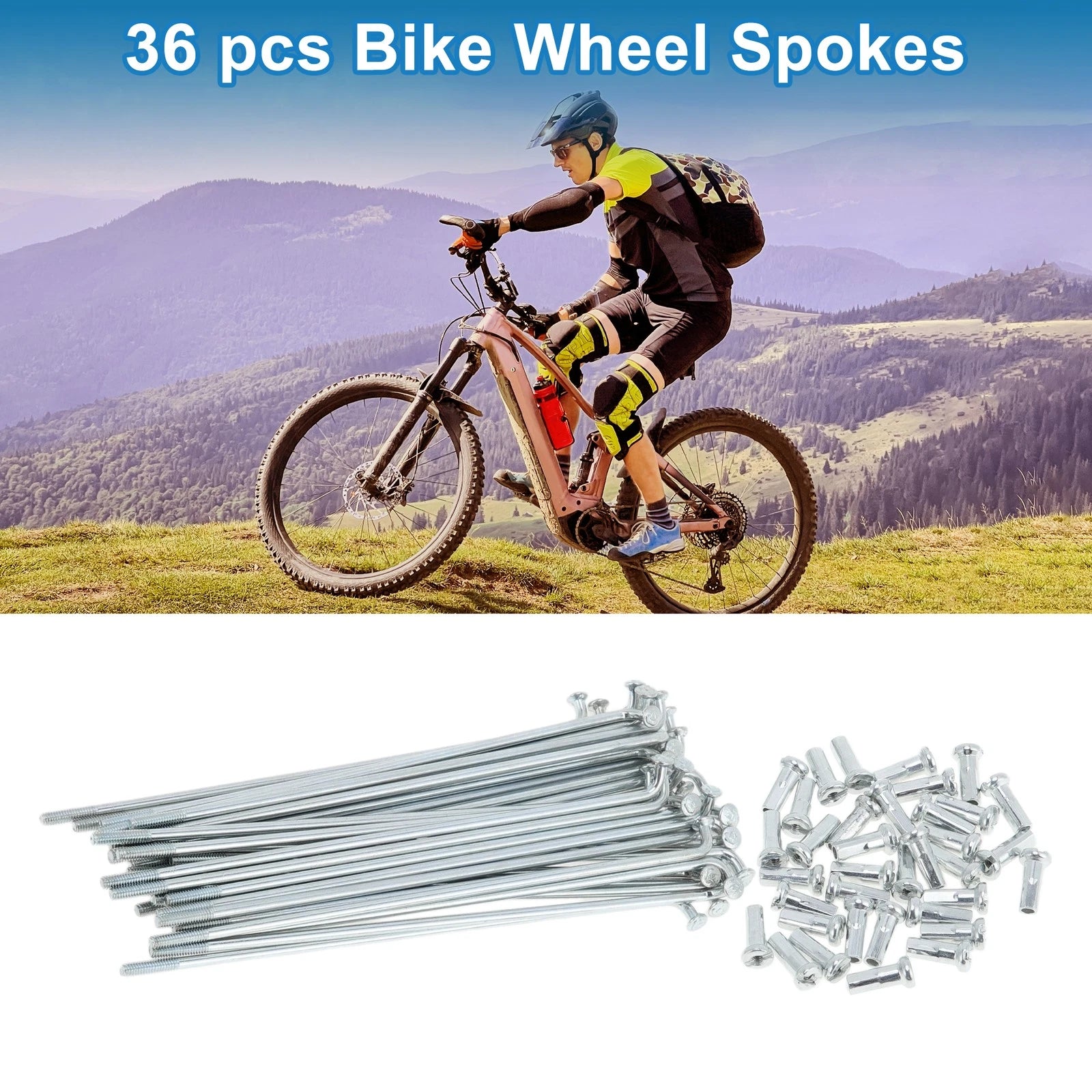Bicycle Spokes Set 101mm Galvanized Carbon Steel for 14G Wheel