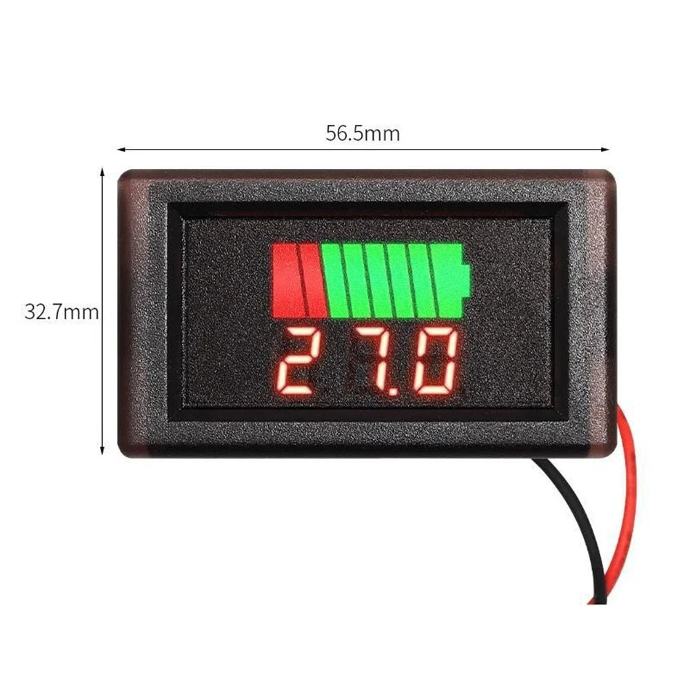 Digital LED Battery Voltage Meter for Electric Bikes (Waterproof Design)