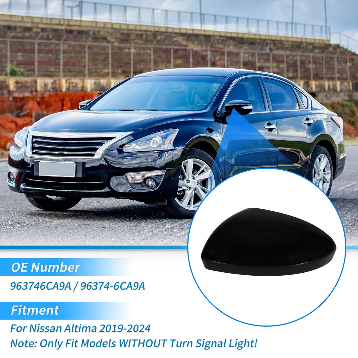 Left Side Wing Mirror Cover Cap for Nissan Altima (2019–2024)