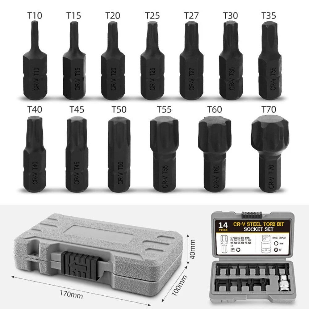 14Pcs Hex Bit Socket Set in Organizer Case