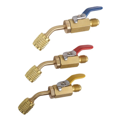 R-454B Valve Adapter for SAE Thread 1/4" Female Flare 45-Degree Ball Valve