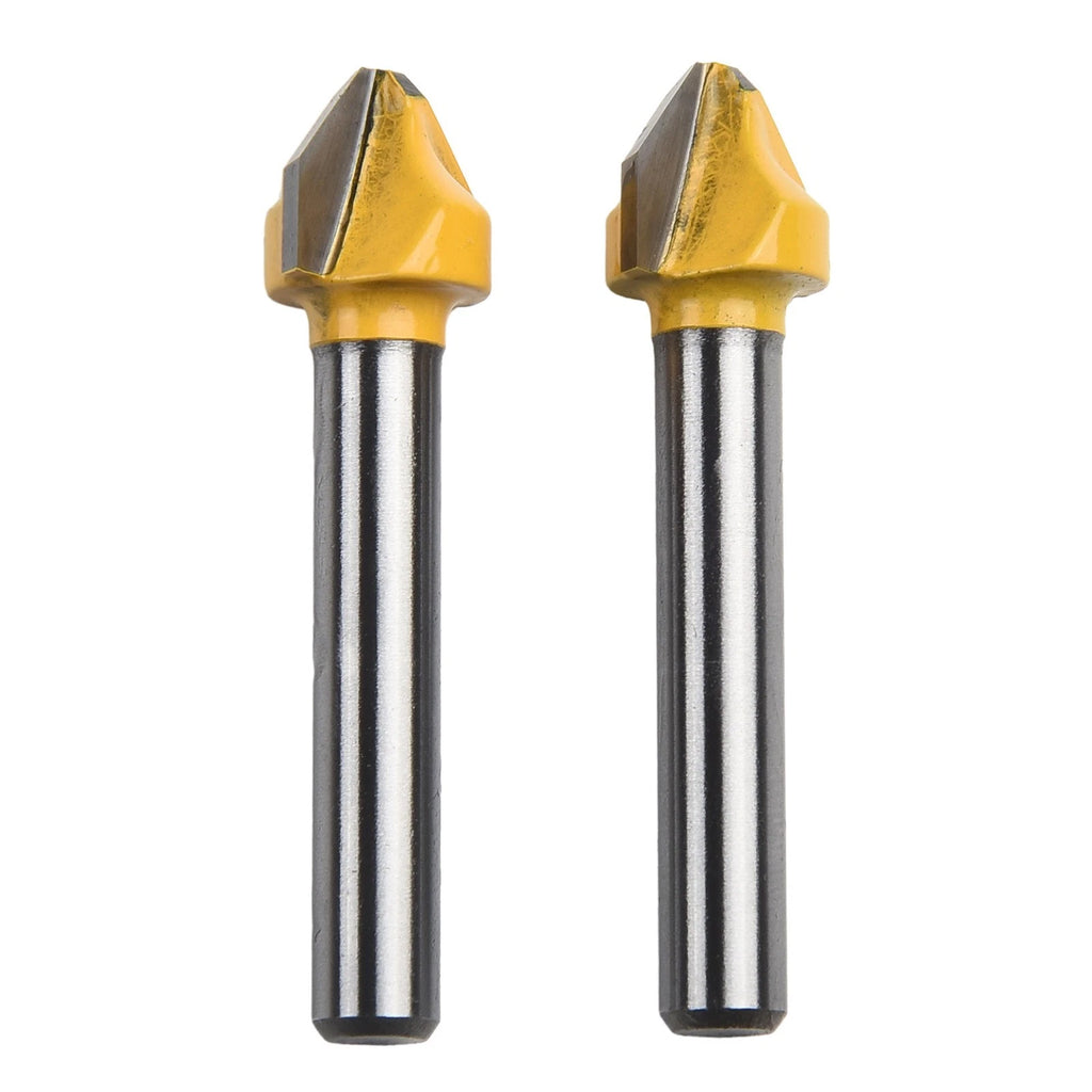 2pcs V-shaped Flat Head Router Bit for Woodworking Engraving Milling