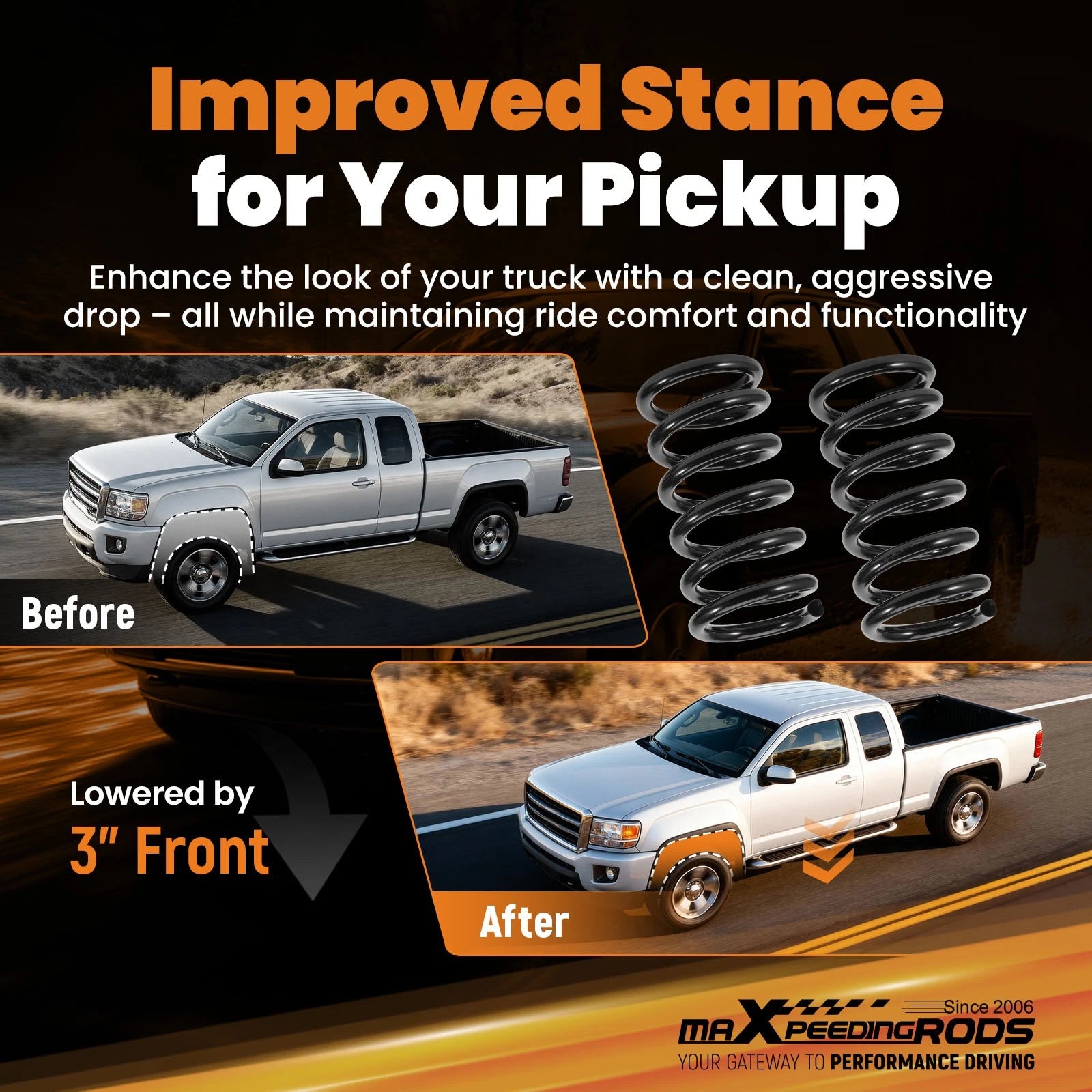 3" Lowering Coil Front Spring for Ford F150 (2004–2014) 2WD Drop