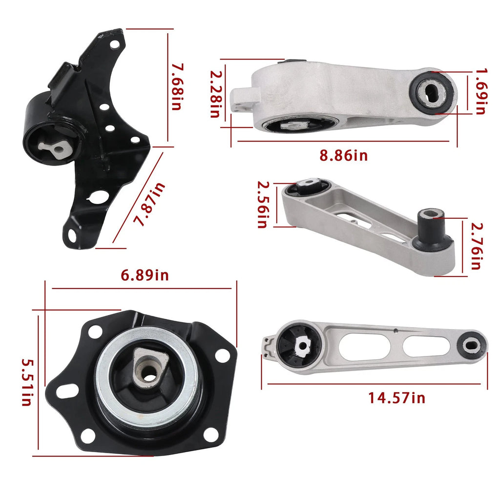 Set of 4 Engine & Transmission Mounts for Dodge Neon 2.0L (2002–2005)