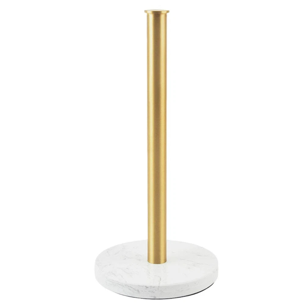 Compact Marble Metal Paper Towel Holder - Secure Grip, Easy Refill