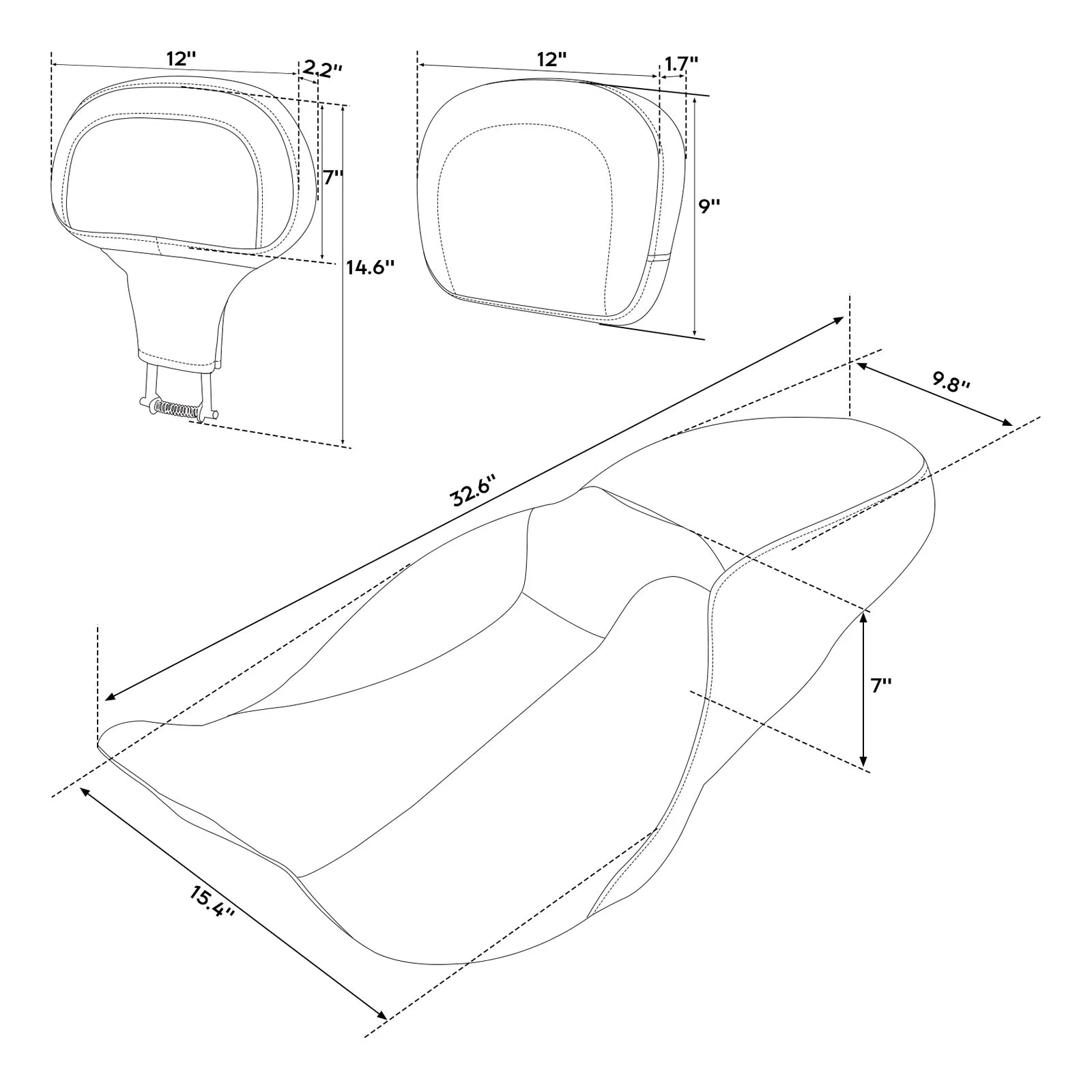 Seat Pad Backrest for Harley Road King Glide (2009–2023)