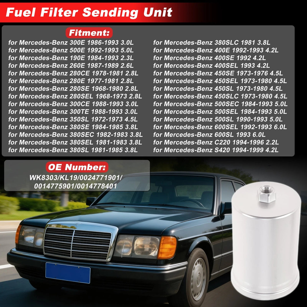Fuel Filter Assembly for Mercedes-Benz 300E (1986–1993) Chassis Pipeline