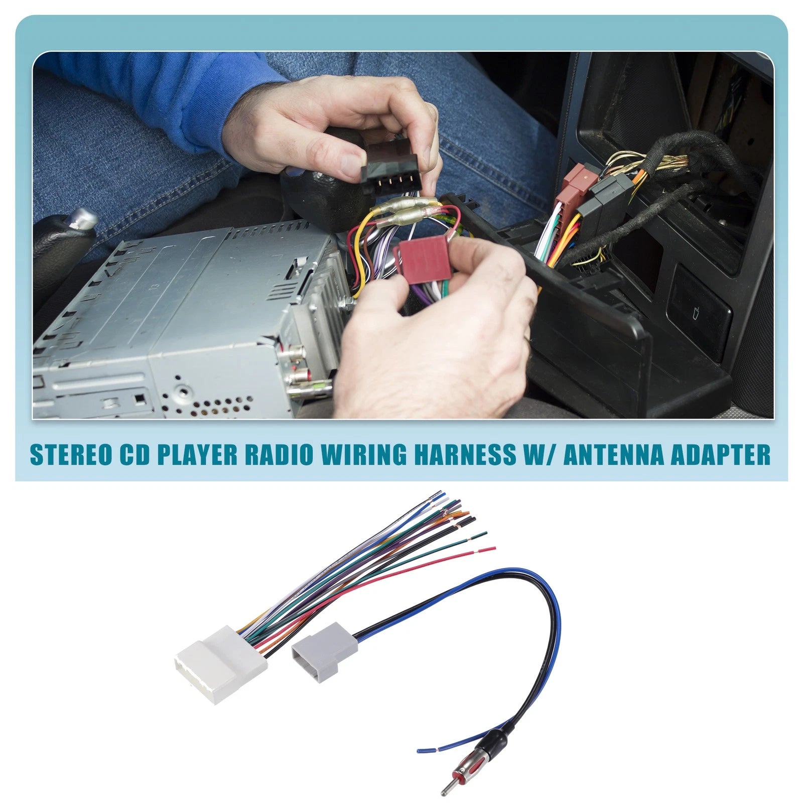 Car Stereo CD Player Wiring Harness with Antenna Adapter for Nissan (2005–2015)