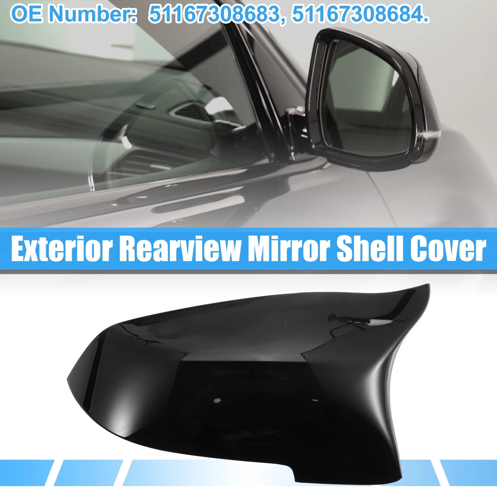 Rear View Mirror Cover Shell Trim Replacement for BMW 528i (2011–2023)