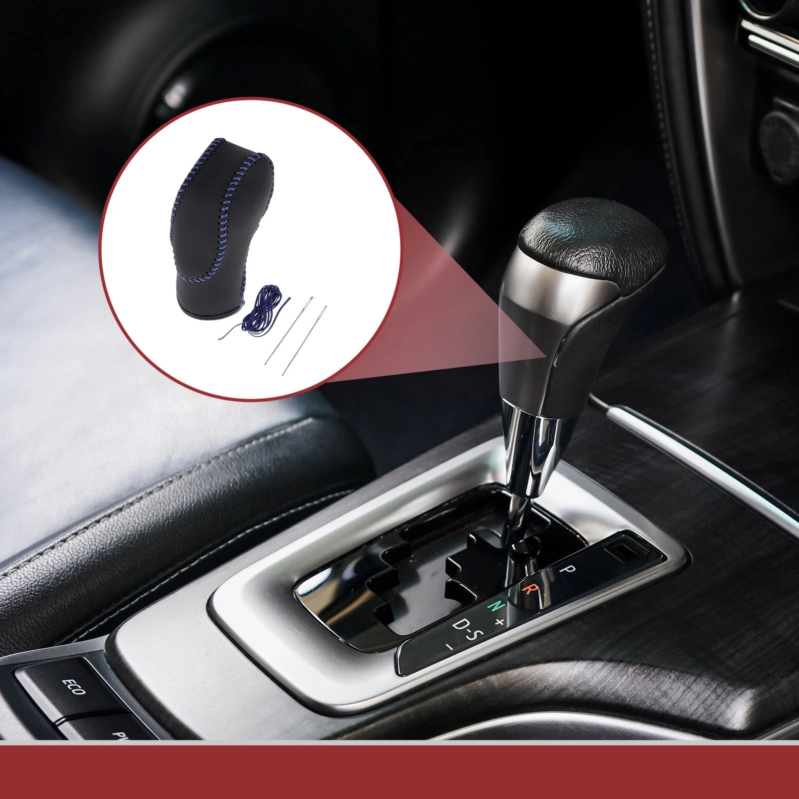 Gear Shift Knob Cover Replacement for Ford Fusion (2013–2016) Black Blue